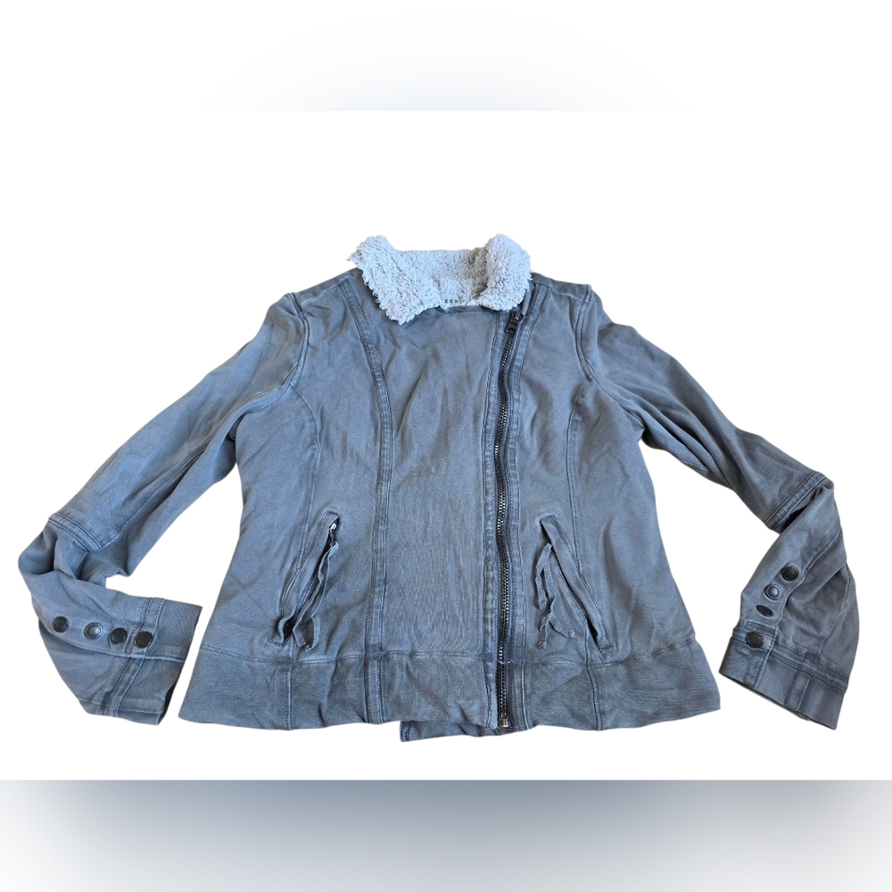 Anthropologie Marrakech Sherpa Gray Moto Jacket Size Medium